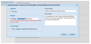 Family Medical Leave Act Email showing