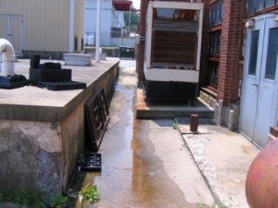 Leaking clear well at Milford Washington Street Treatment Plant.