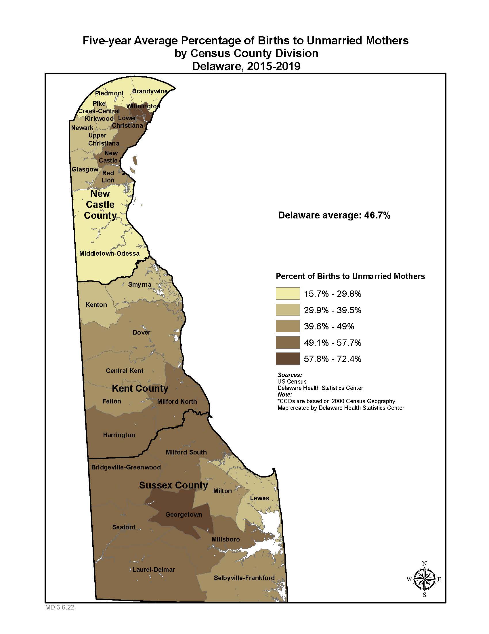 Map: Births to Unmarried Mothers 15-19