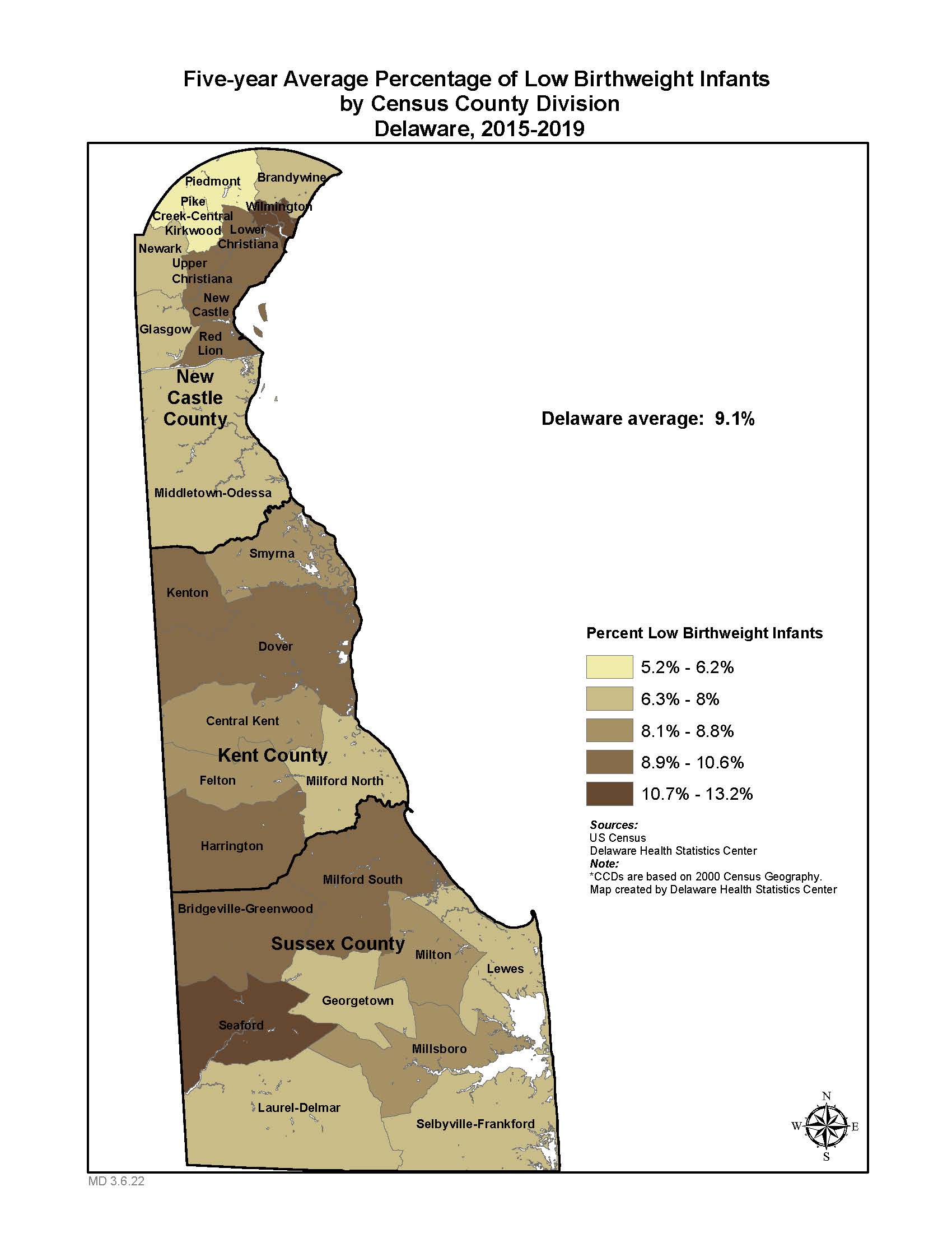 Map: Low birthweight births 15-19