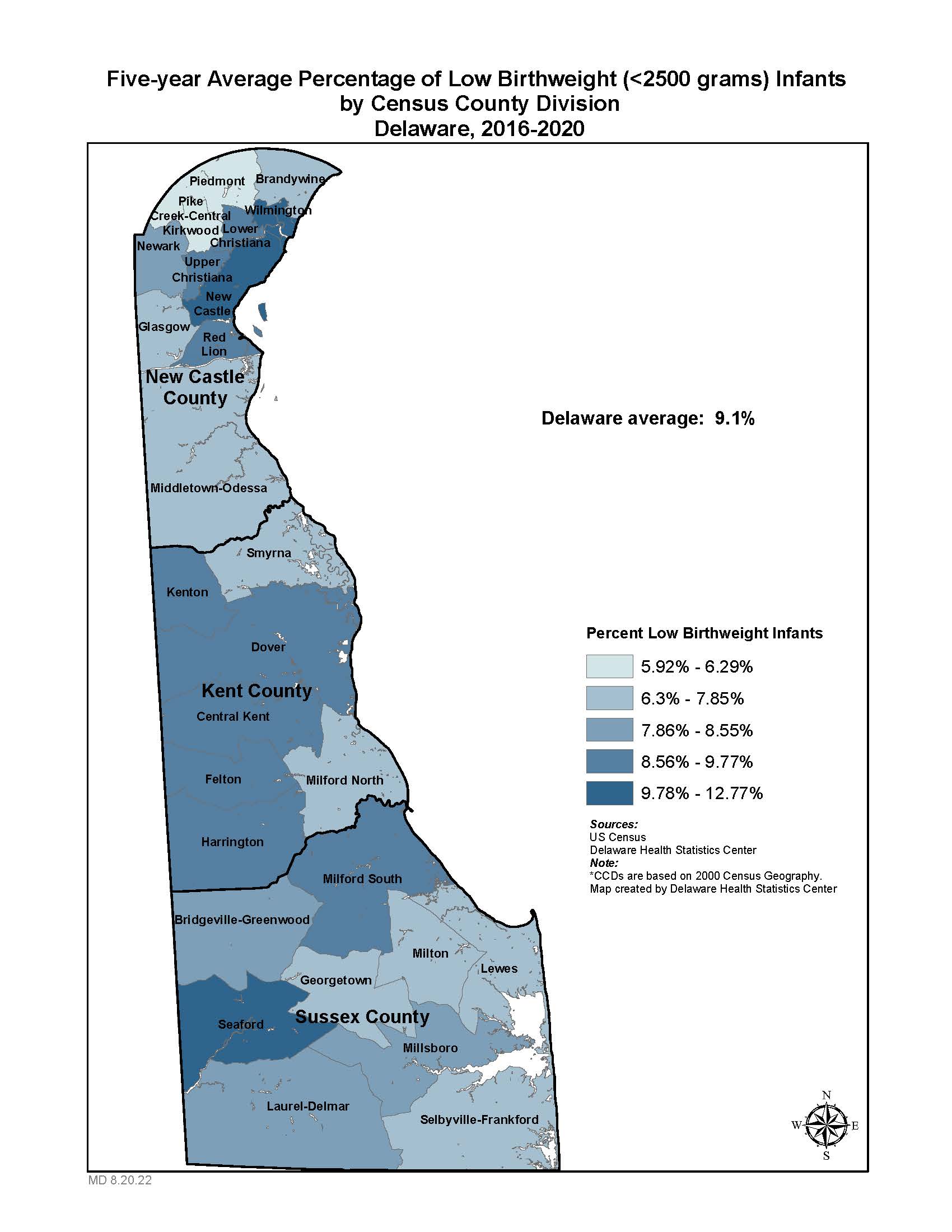 Map: Low birthweight births 16-20