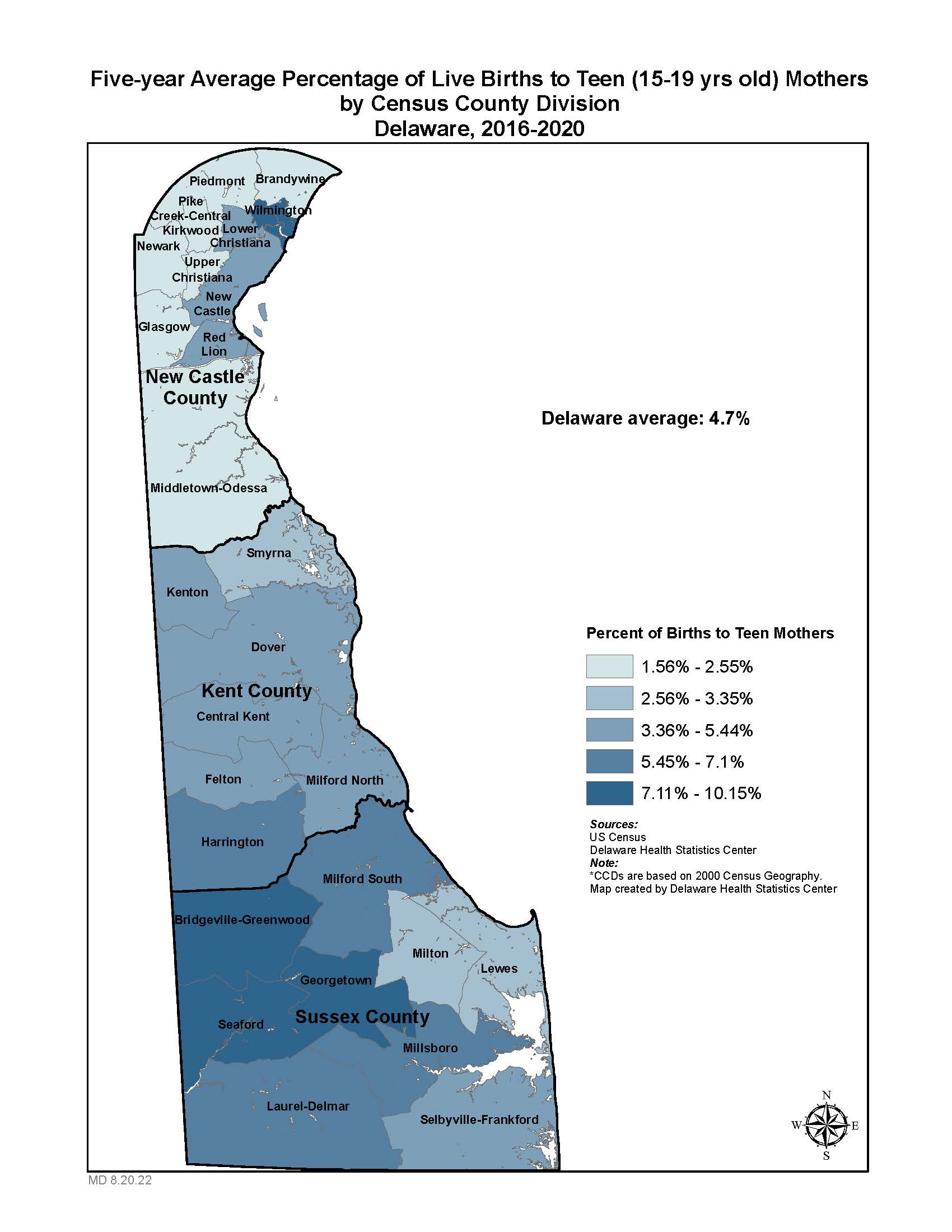 Map: Teen Births 16-20