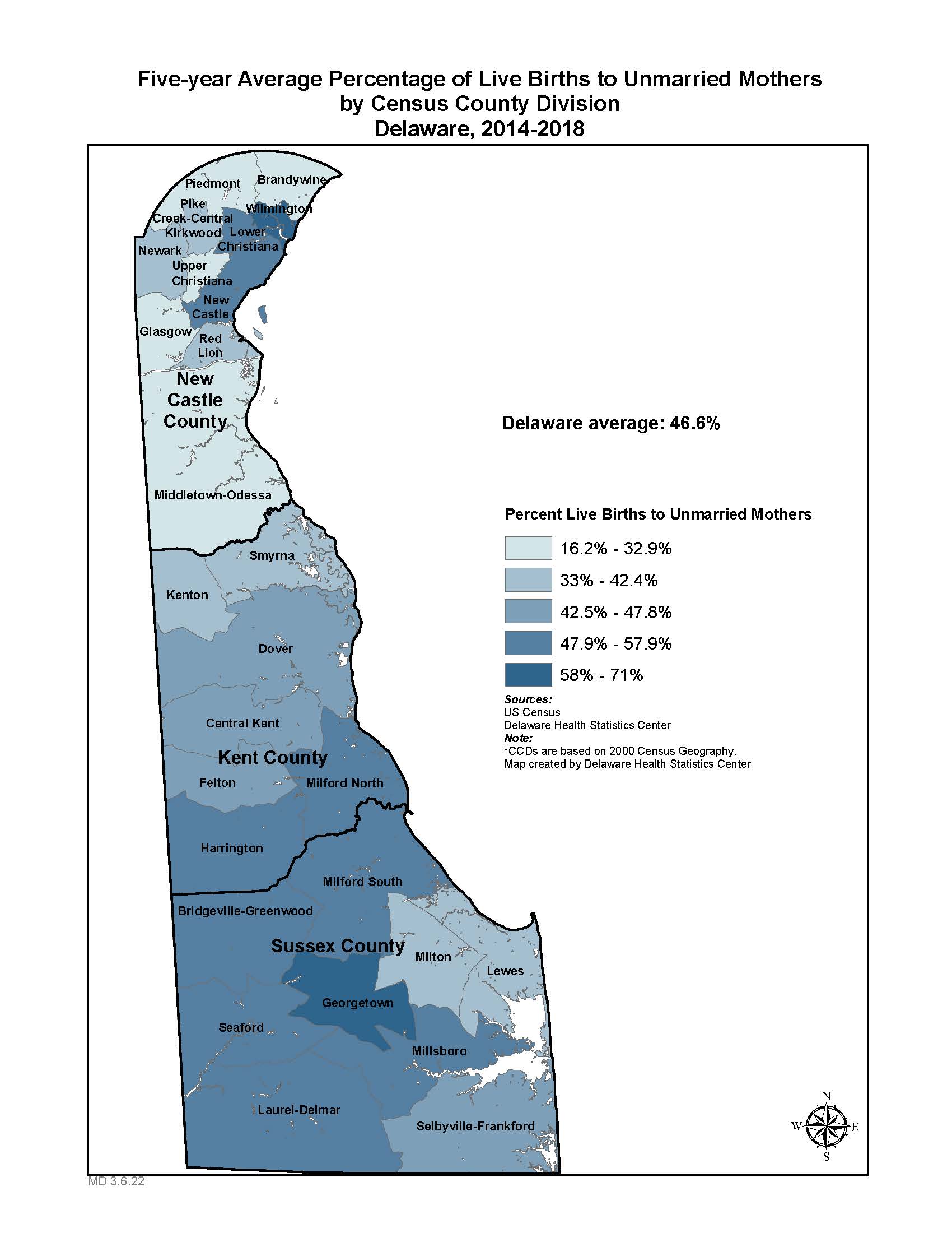 Map: Births to Unmarried Mothers 14-18