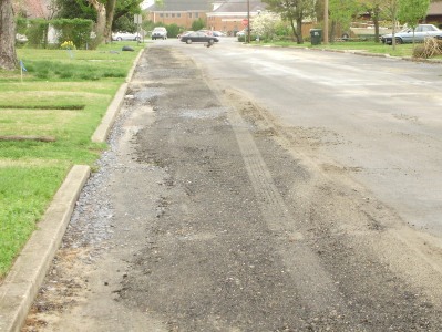 Recent main upgrades waiting for road repair.